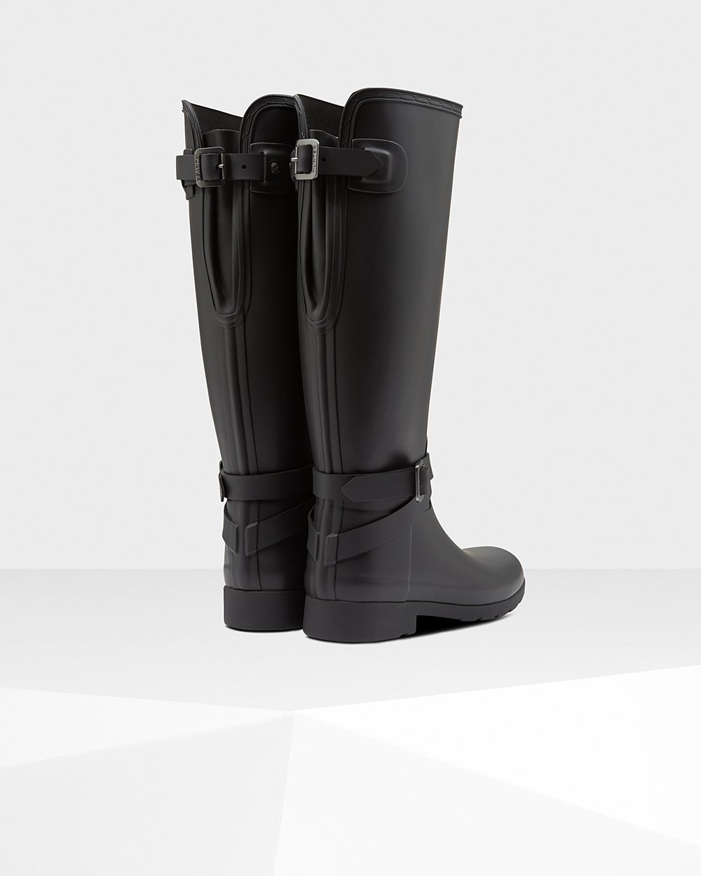 Hunter Refined Slim Fit Adjustable Tall Rain Boots - Outlet Store Womens Black - AFLUKC762